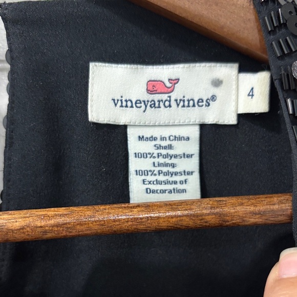 Vineyard Vines Black Sequin Rope Cocktail Mini Shift Dress Size 4 Party Holiday - Picture 4 of 7